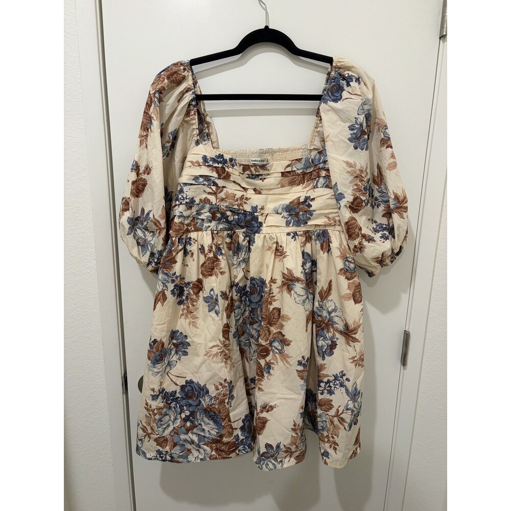 Abercrombie & Fitch Emerson Poplin Puff Sleeve Midi Dress XL Floral Boho